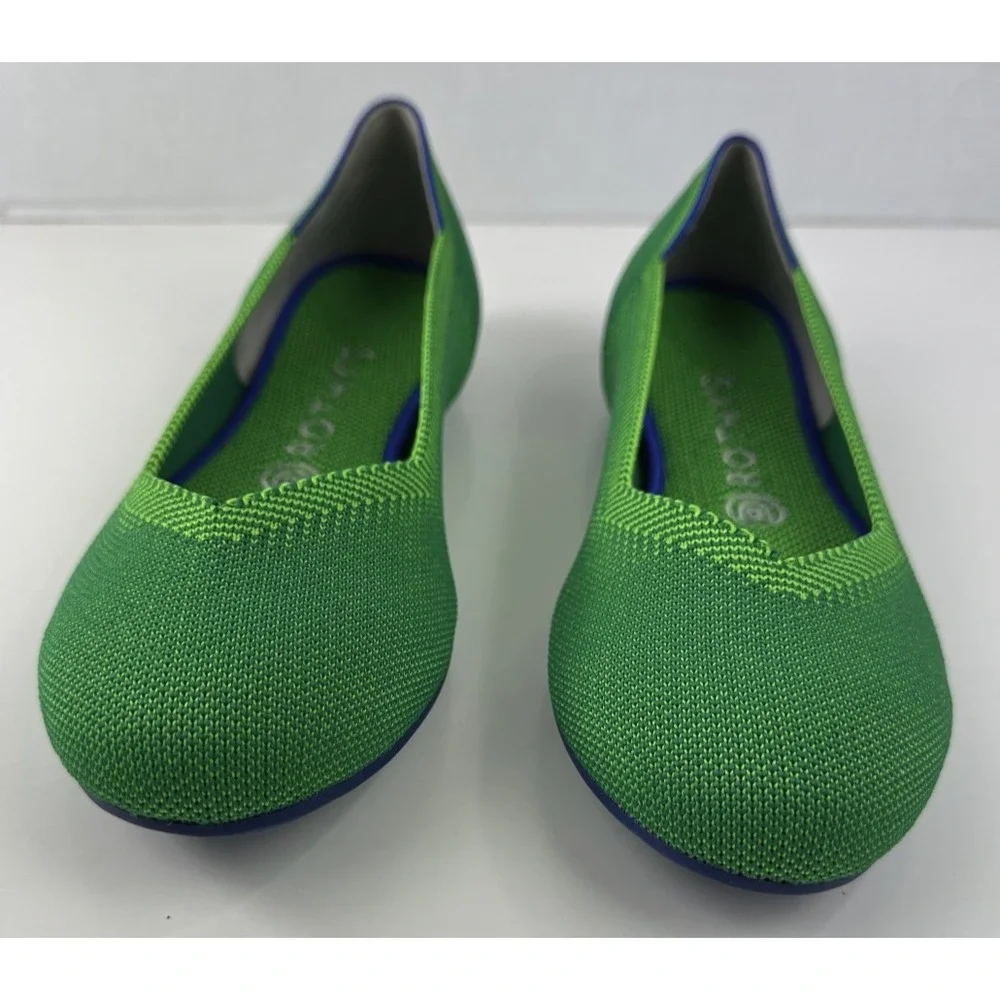 Rothys The Flat Jellybean Kelly Green Knit Round Toe Slip On Shoes 8.5 *RARE EUC - Picture 2 of 11